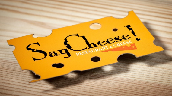 Custom die cut shape on a standard weight business card.